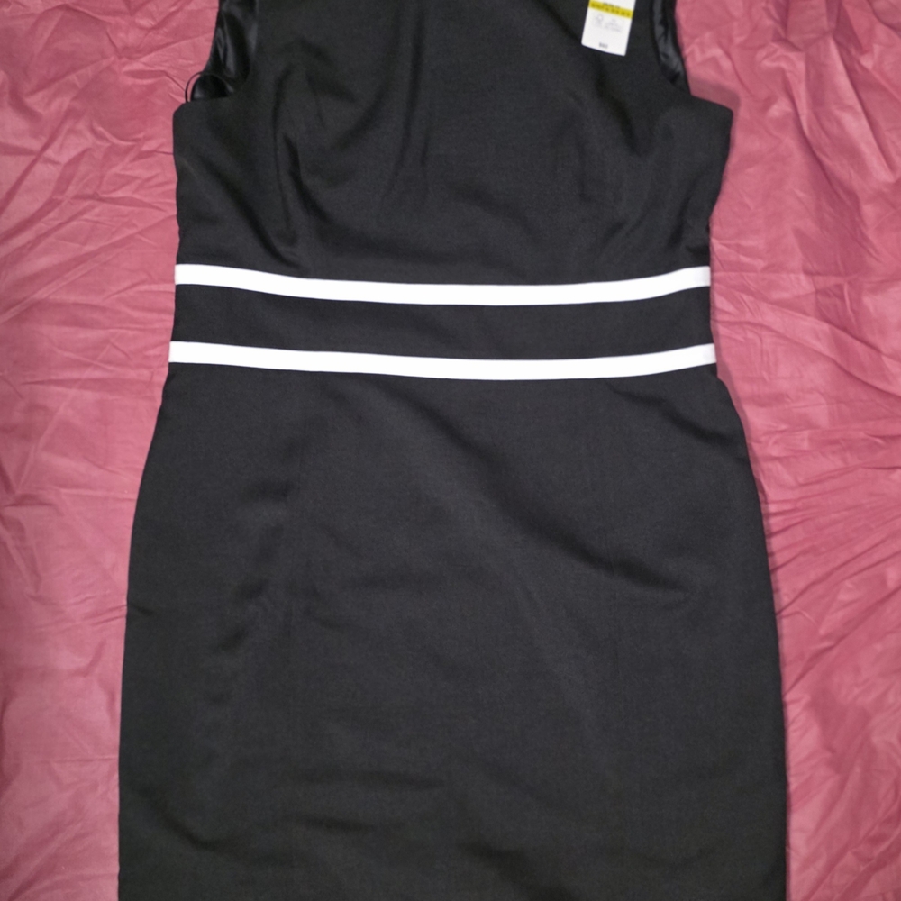 Evan Picone Black Dress with White Stripes
